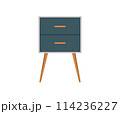 Chest of drawers, bedside table set vector. Wooden textures. Cartoon house equipment for interior. Illustration of furniture isolated 114236227