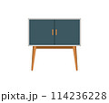 Chest of drawers, bedside table set vector. Wooden textures. Cartoon house equipment for interior. Illustration of furniture isolated 114236228