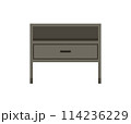 Chest of drawers, bedside table set vector. Wooden textures. Cartoon house equipment for interior. Illustration of furniture isolated 114236229
