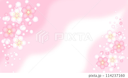 ピンクのかわいい桜の華やかなフレーム背景素材 114237160