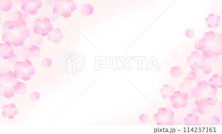 ピンクのかわいい桜の華やかなフレーム背景素材 114237161