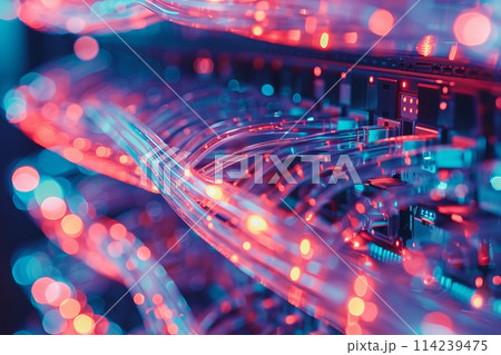 glowing data cables transferring information inside computer server glowing data cables transferring information inside computer server 114239475