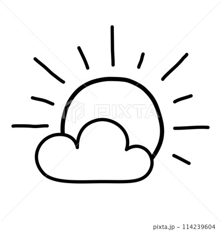 sun. hand drawn doodle line icon. 114239604