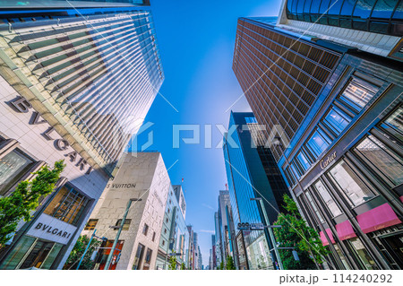 日本の東京都市景観 銀座の街並みを望む(歩行者天国) 日本の東京都市景観 銀座の街並みを望む(歩行者天国) 114240292