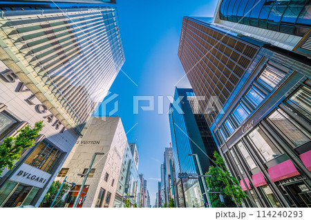 日本の東京都市景観 銀座の街並みを望む(歩行者天国) 日本の東京都市景観 銀座の街並みを望む(歩行者天国) 114240293