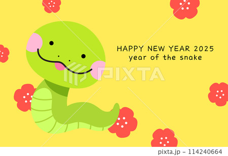 Year of the snake 2025 cute snake with plum pattern 114240664