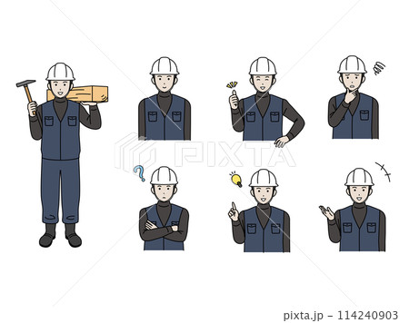 大工、土方の男性のイラストセット 大工、土方の男性のイラストセット 114240903