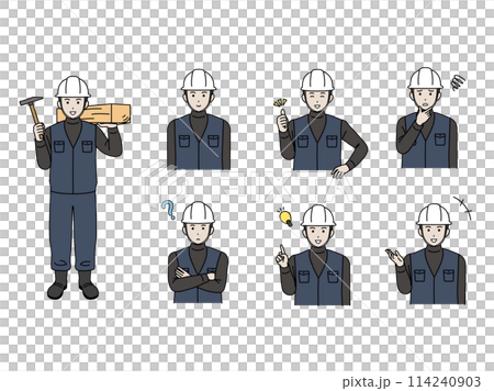 大工、土方の男性のイラストセット 大工、土方の男性のイラストセット 114240903