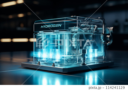 Futuristic hydrogen fuel cell engine. Source of clean energy 114241129