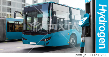 A hydrogen fuel cell bus with filling station A hydrogen fuel cell bus with filling station 114241287