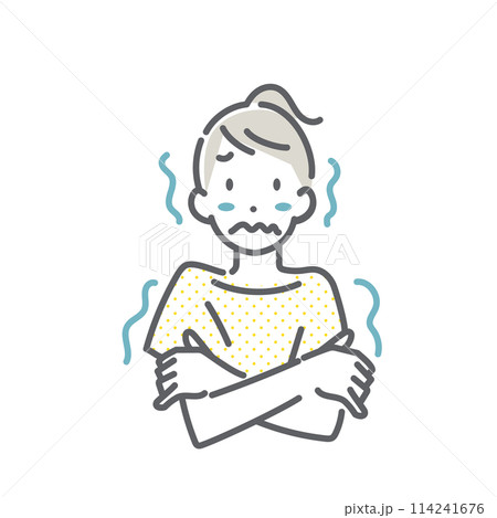 月経前症候群症状　PMS　シンプルでお洒落な線画イラスト 114241676