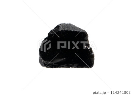 natural obsidian rough gem stone on the white background 114241802