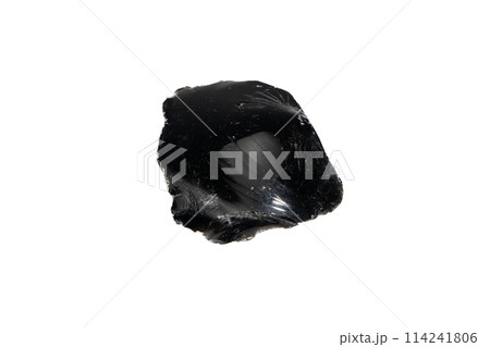 natural obsidian rough gem stone on the white background 114241806