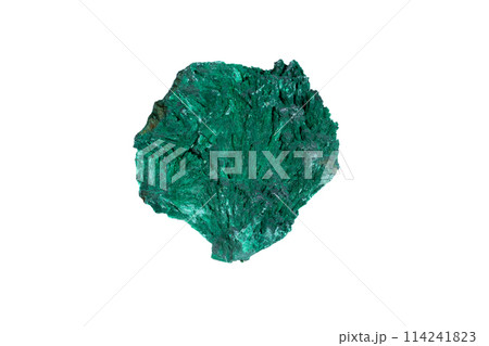 natural green malachite rough gem stone on the white background 114241823