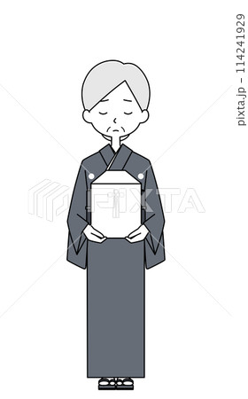 お骨を持つシニア女性のイラスト 114241929