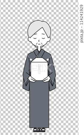 お骨を持つシニア女性のイラスト 114241929