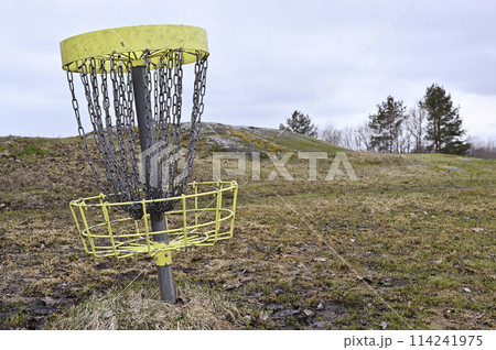 golf frisbee basket  in early spring 114241975