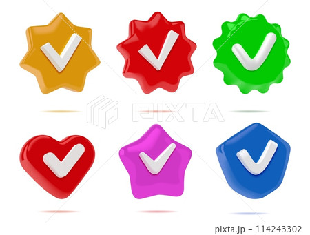 3D check mark. Quality accept icon. Checkmark...のイラスト素材 [114243302] - PIXTA