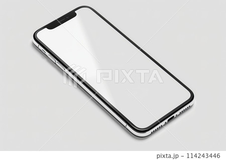 A sleek black and white iPhone showcasing its flawless glass screen. 114243446