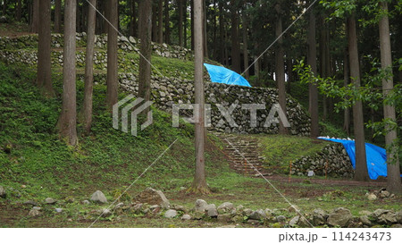 令和6年能登半島地震　崩れた七尾城の石垣 114243473