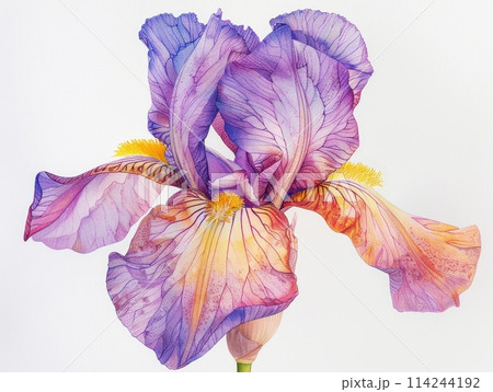 Iris colorful flower watercolor isolated on white background Iris colorful flower watercolor isolated on white background 114244192