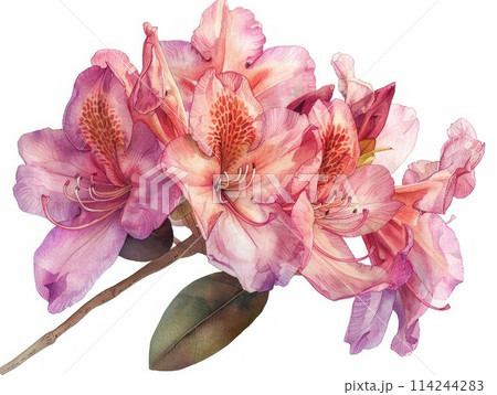 Rhododendron colorful flower watercolor isolated on white background Rhododendron colorful flower watercolor isolated on white background 114244283