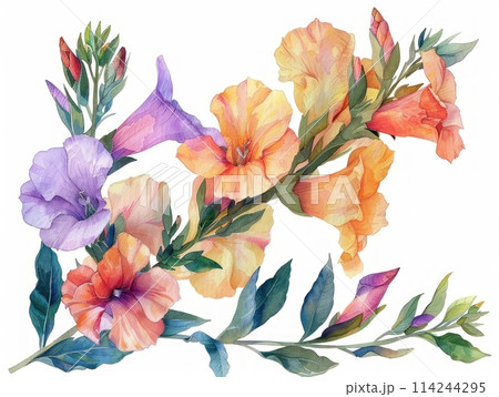 Snapdragon colorful flower watercolor isolated on white background Snapdragon colorful flower watercolor isolated on white background 114244295