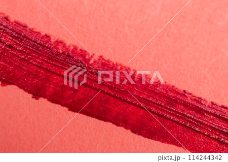 red brush stroke on paper, abstract background, hand painted 114244342