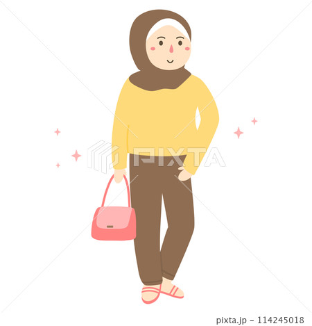 aesthetic fashionable girl wearing hijab  114245018