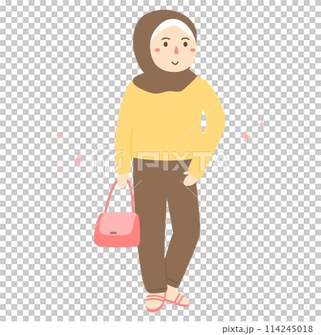 aesthetic fashionable girl wearing hijab  114245018