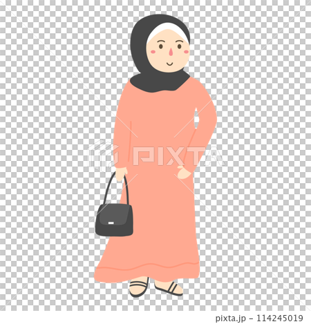 fashionable girl wearing hijab  114245019