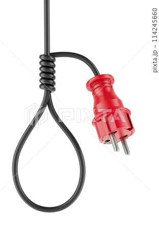 Noose, hangmans knot from cable of power plug. 3D rendering 114245660