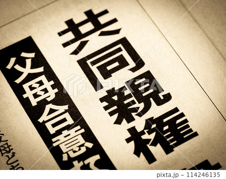 「共同親権」と書かれたニュースの見出し 「共同親権」と書かれたニュースの見出し 114246135