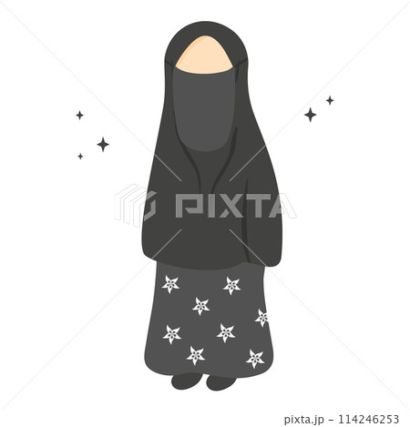 hand drawn muslimah wearing niqab 114246253