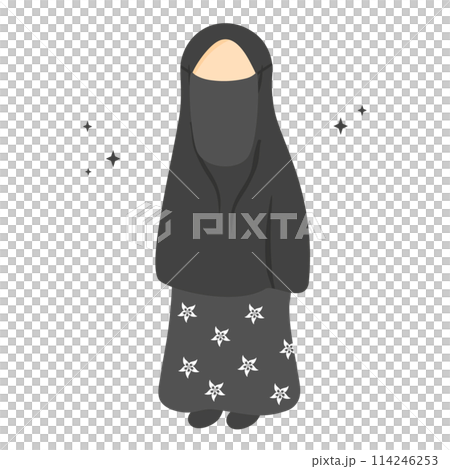 hand drawn muslimah wearing niqab 114246253