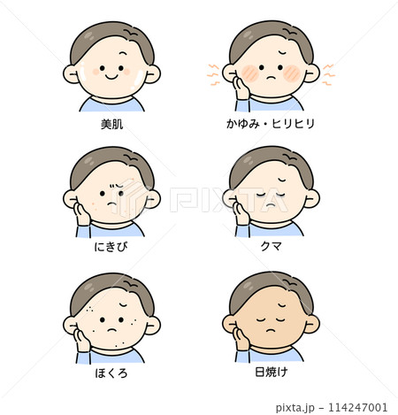 肌トラブル　男性　イラストセット 114247001