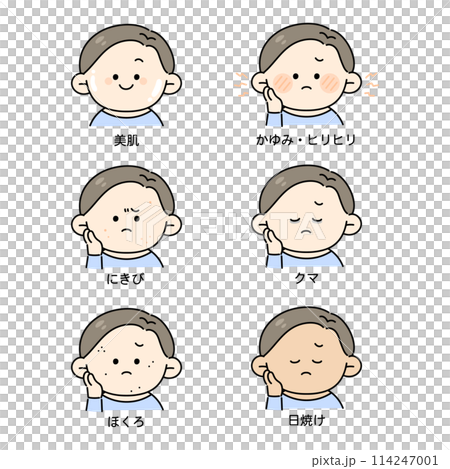 Skin trouble male illustration set 114247001