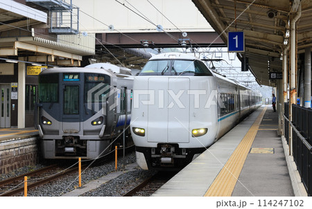 御坊駅で225系普通と並ぶ特急くろしお 御坊駅で225系普通と並ぶ特急くろしお 114247102
