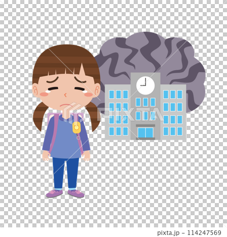 Illustration of school refusal Illustration of school refusal 114247569