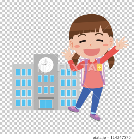 A girl going to school cheerfully A girl going to school cheerfully 114247570