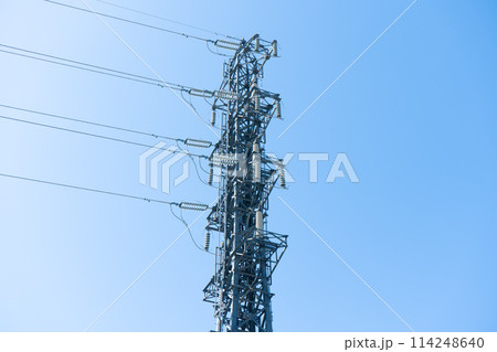 送電線鉄塔の終点・終端(左側) 114248640