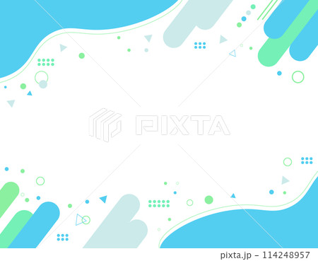 幾何学模様のレトロポップなフレーム素材　青 114248957