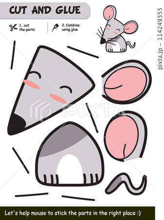 Educational paper crafting game for children: Cute and Simple Mouse Cutout 114249355