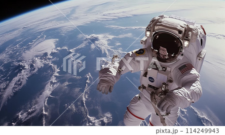 船外活動をする宇宙飛行士 114249943
