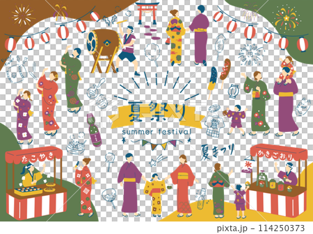 People who enjoy the summer festival People who enjoy the summer festival 114250373