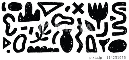 Organic abstract shape set. Abstract texture brush stroke elements. Organic blob grunge paint texture background. Wave, circle blob, triangle contemporary shape. Vector Organic abstract shape set. Abstract texture brush stroke elements. Organic blob grunge paint texture background. Wave, circle blob, triangle contemporary shape. Vector 114251956