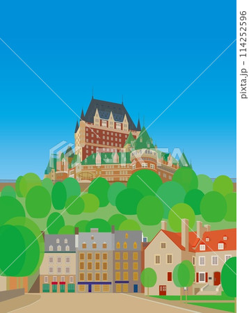 ケベックシティー　quebec city　カナダ　canada　シャトーフロントナック　春風景 114252596