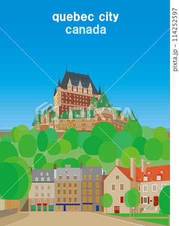 ケベックシティー quebec city カナダ canada シャトーフロントナック 春風景 ケベックシティー quebec city カナダ canada シャトーフロントナック 春風景 114252597