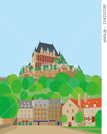 ケベックシティー quebec city カナダ canada シャトーフロントナック 春風景 ケベックシティー quebec city カナダ canada シャトーフロントナック 春風景 114252598