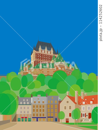 ケベックシティー　quebec city　カナダ　canada　シャトーフロントナック　春風景 114252602